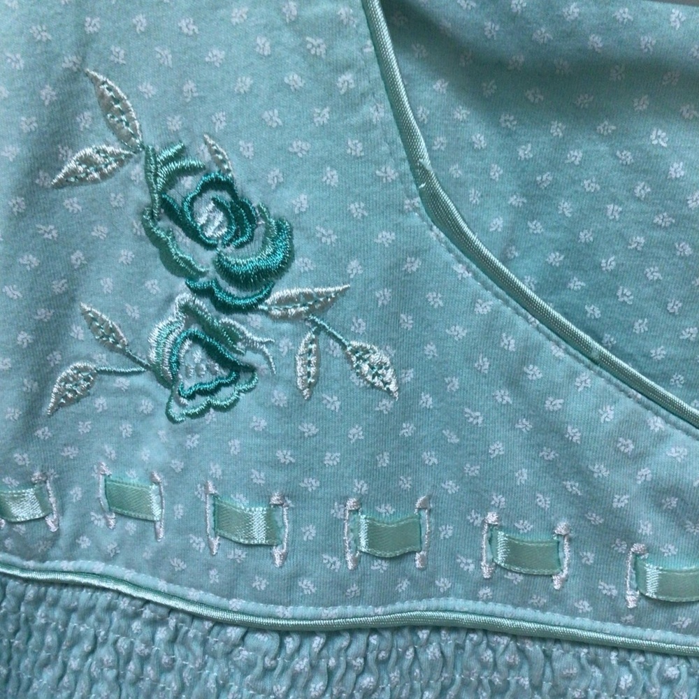 Key Ocean Elegant nightgown 100% cotton jersey, embroidered, satin trim, sz 2XL - Picture 7 of 11